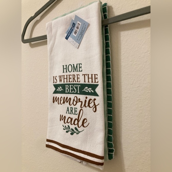 Kitchen Towel Set — White, Brown, Green - Picture 2 of 4